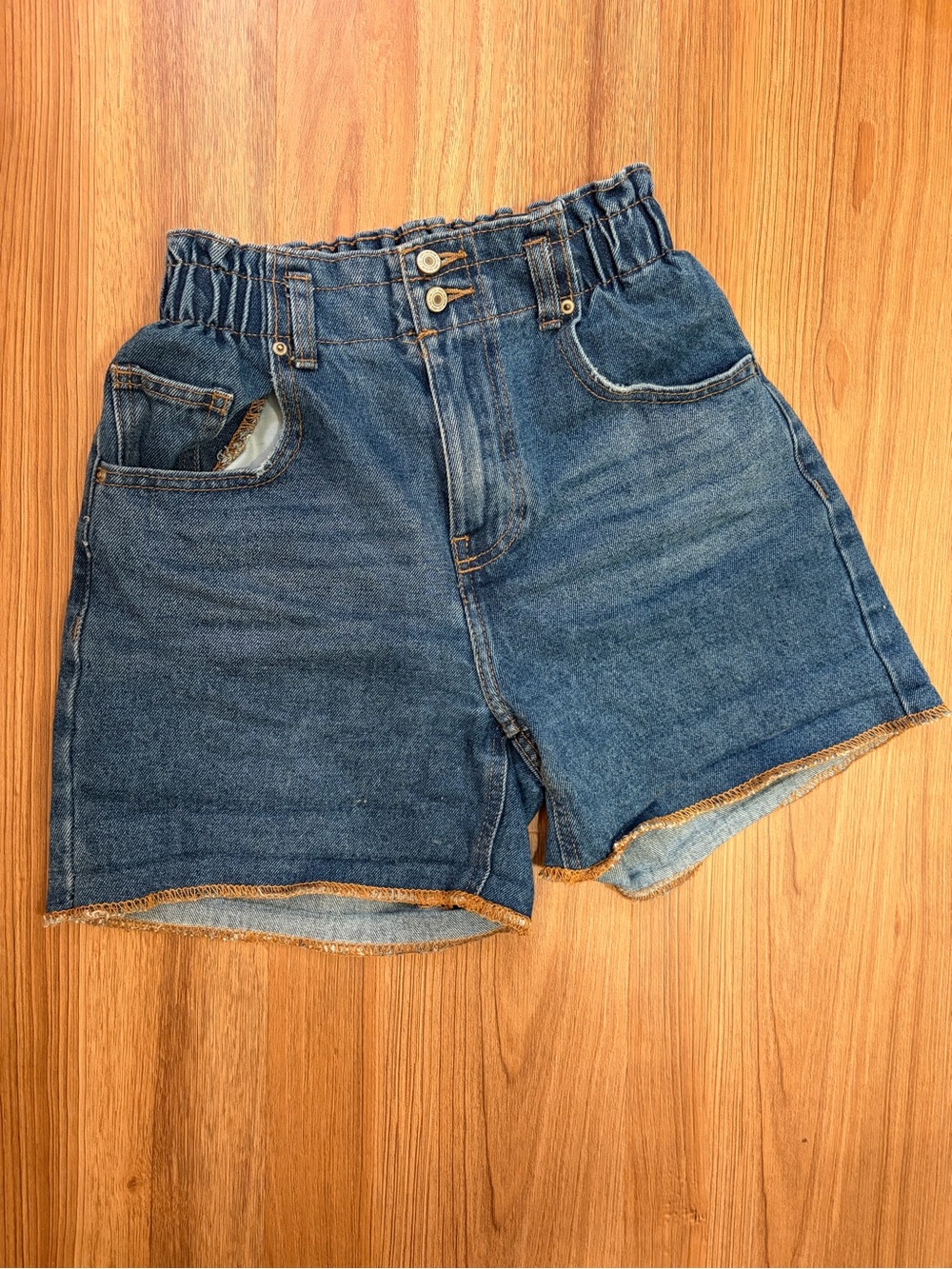 100% Organic Cotton High-Waist Denim Women's Shorts Size Small (fit XS)